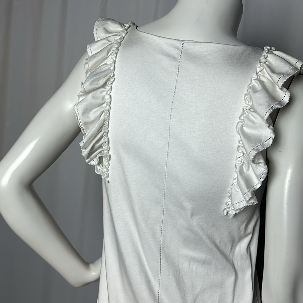 RED VALENTINO White Ruffle Sleeveless Cotton Dress Sz S - Picture 5 of 7